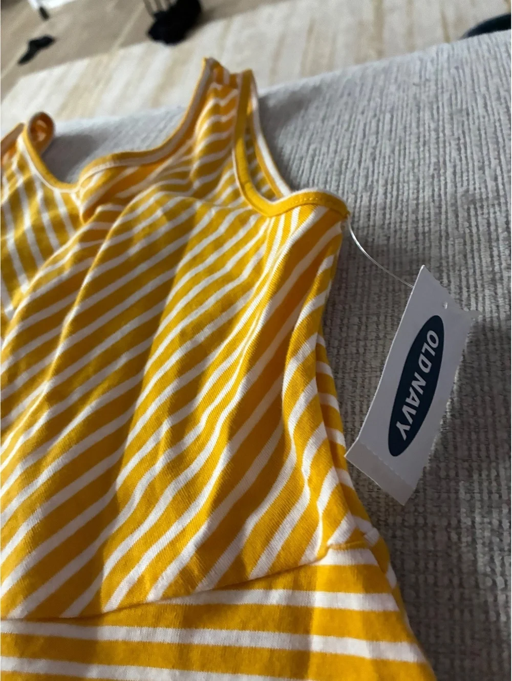 Old Navy Yellow and White Striped Sleeveless Dress Size S (6-7)